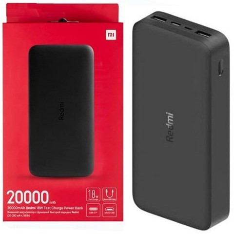 پاور بانک 20000 شیائومی فست شارژ اورجینال مدل Redmi با ظرفیت 20000 میلی آمپر ساعت به همراه کابل اورجینال