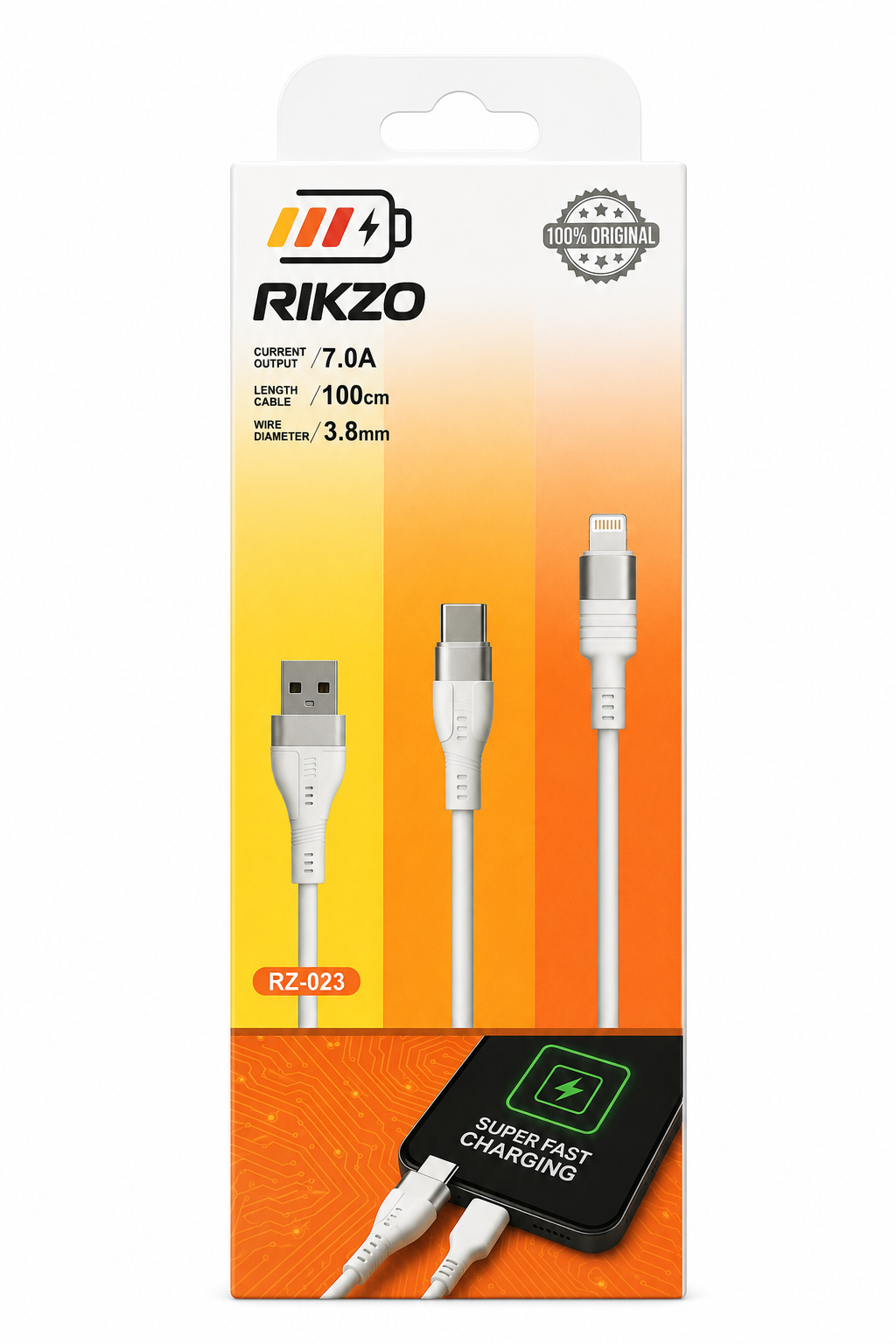 کابل C to C ریکزو مدل RZ-023