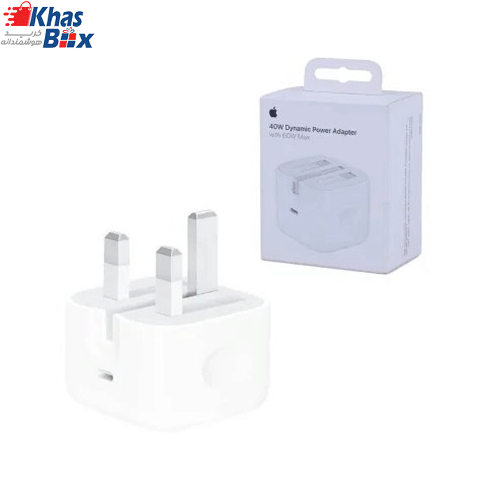 شارژر اپل توان 40 وات سه پین اصل + ایرپاد پرو 2 بنددار هدیه